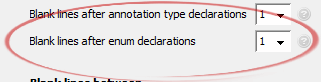 Blank lines after enum declarations