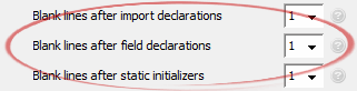 Blank lines after field declarations