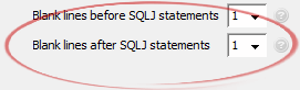 Blank lines after SQLJ statements