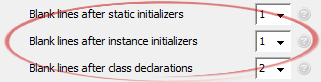 Blank lines after instance initializers