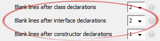Blank lines after interface declarations