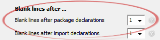 Blank lines after package declarations