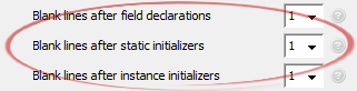 Blank lines after static initializers