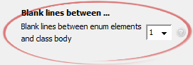 Blank lines between enum elements
	and class body