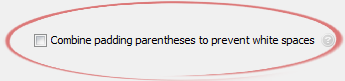 Combine padding parentheses to prevent white spaces