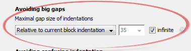 Maximal gap size of indentations