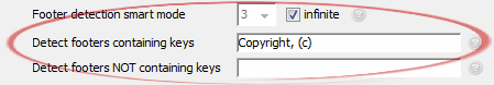 Detect footers containing keys
