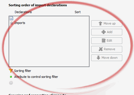 Import declaration sorter tree