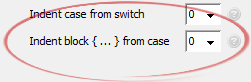 Indent block { ... } from case