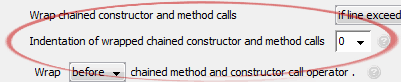 Indentation of wrapped chained constructor and method calls