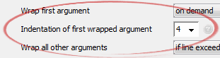 Indentation of first wrapped argument