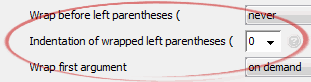 Indentation of wrapped left parentheses (