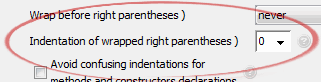 Indentation of wrapped right parentheses )