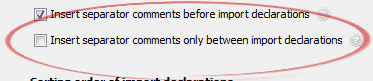 Insert separator comments only between import declarations