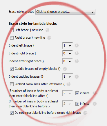 Brace style for lambda blocks