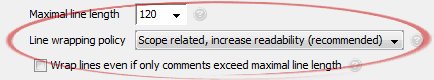 Line wrapping policy