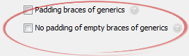 No padding of empty braces of generics