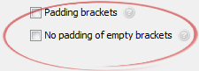 No padding of empty brackets