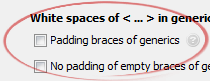 Padding braces of generics