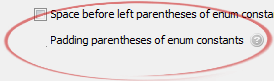 Padding parentheses of enum constants