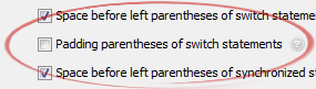 Padding parentheses of switch statements