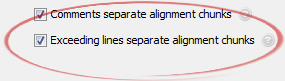 Exceeding lines separate alignment chunks