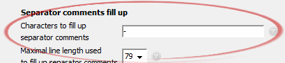 Characters to fill up
	separator comments