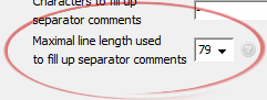 Maximal line length used
	to fill up separator comments