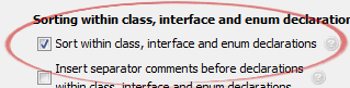 Sort within class, interface and enum declarations