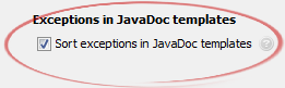 Sort exceptions in JavaDoc templates