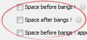 Space after bangs !