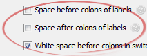 Space after colons of labels