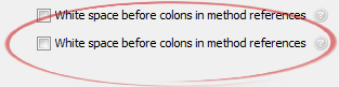 White space before colons in method references