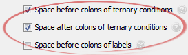 Space after colons of ternary conditions