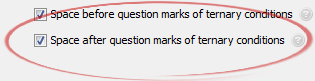 Space after question marks of ternary conditions