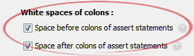 Space before colons of assert statements