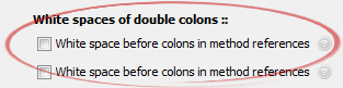 White space before colons in method references