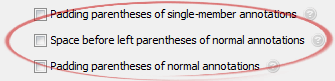 Space before left parentheses of normal annotations