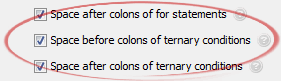 Space before colons of ternary conditions