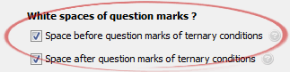 Space before question marks of ternary conditions