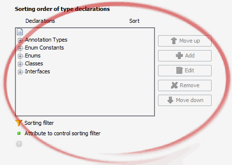 Type declaration sorter tree