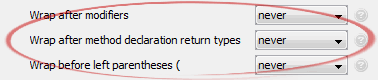 Wrap after method declaration return types