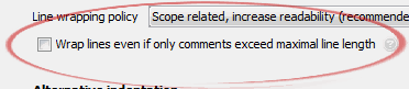 Wrap lines even if only comments exceed maximal line length