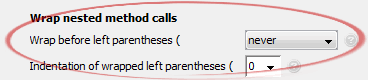 Wrap before left parentheses (