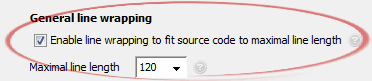 Enable line wrapping to fit source code to maximal line length