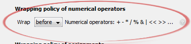 Numerical operators: + - * / % & | << >> ...