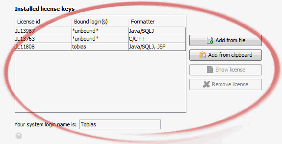 License key registration